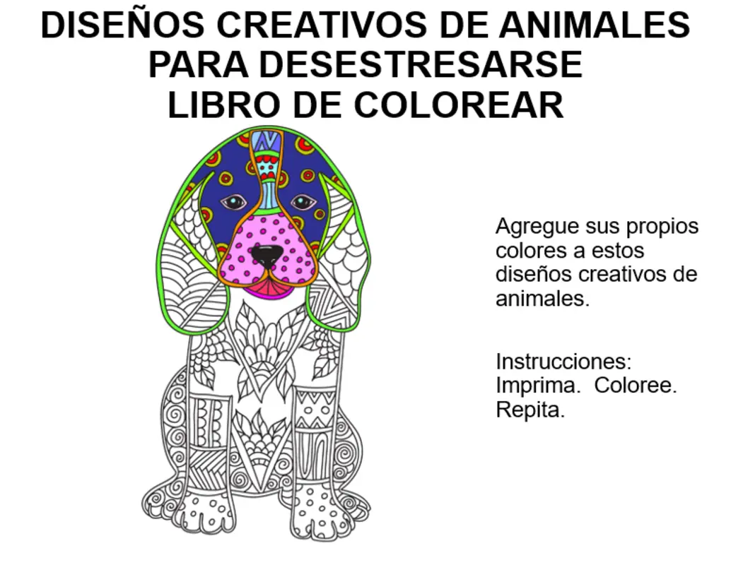 Libro desestresante para colorear diseños creativos de animales organic boho