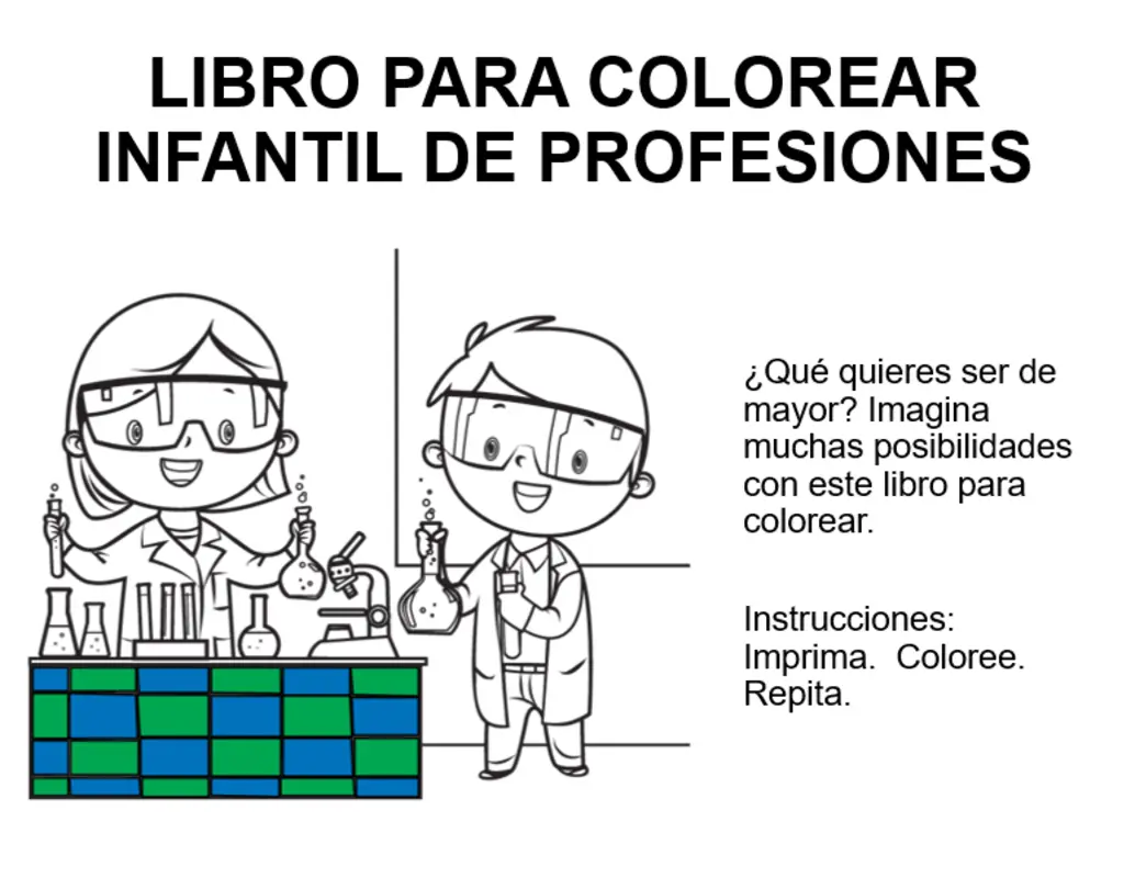 Libro para colorear infantil de profesiones whimsical color block