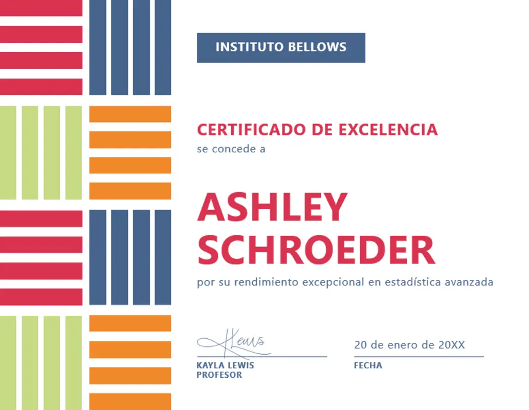 Certificado de excelencia para estudiante de bloque de color red modern-color-block