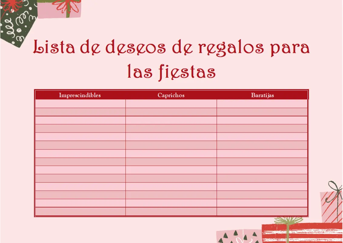 Lista de deseos de Navidad para adultos pink whimsical color block
