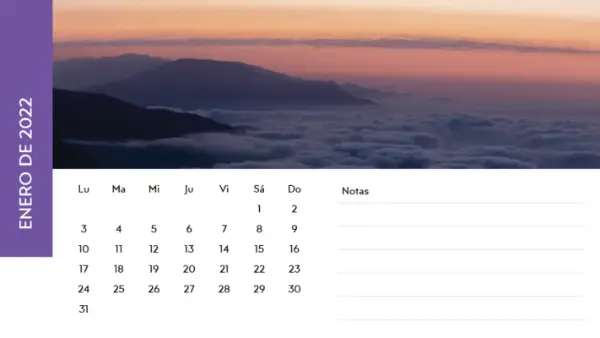Calendario con fotos de paisajes modern-simple