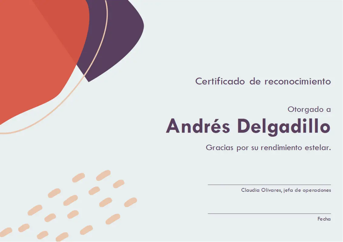 Certificado de reconocimiento para profesionales administrativos blue organic-simple