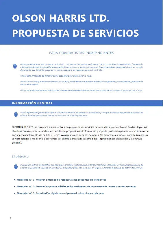 Propuesta de servicios empresariales blue modern simple
