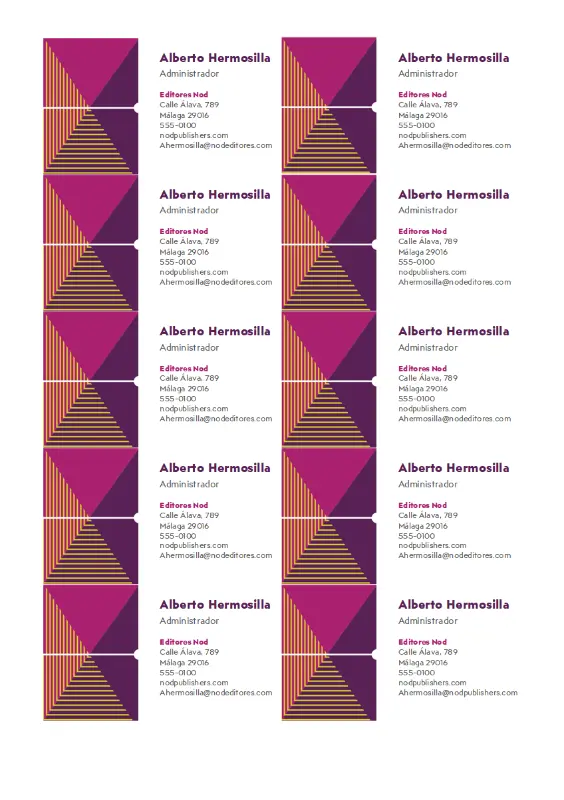 Tarjetas de presentación geométricas purple modern-color-block