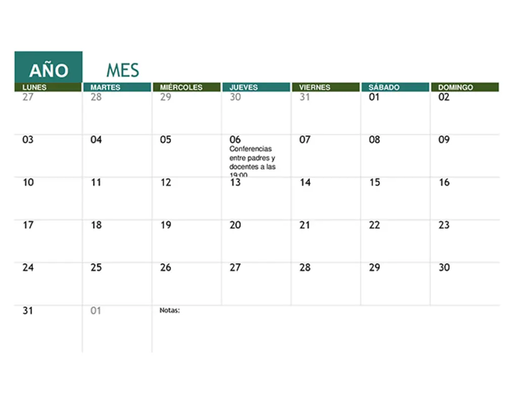 Calendario académico modern simple