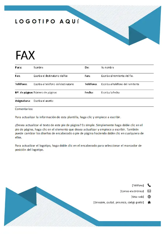 Portada de fax con rayas diplomáticas blue modern simple