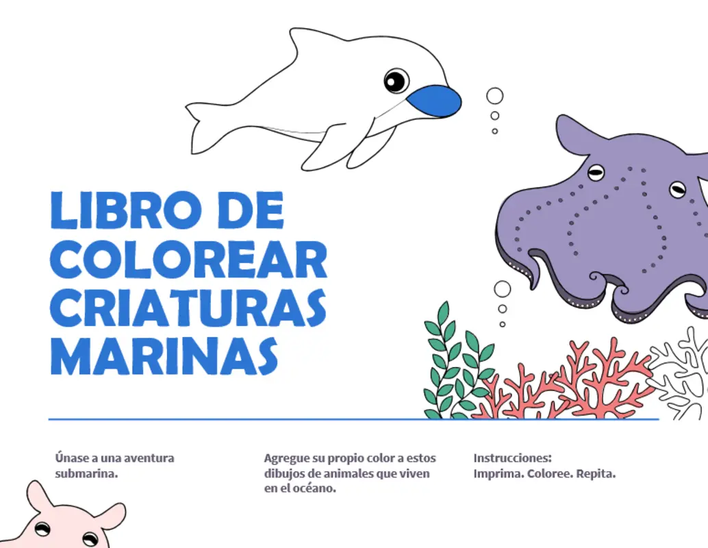 Libro de colorear con animales marinos whimsical color block