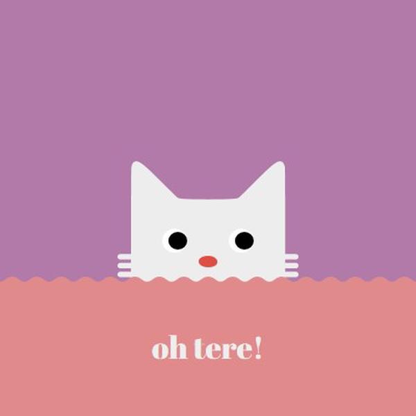 Oh, tere! red cute,simple,cat,neutral,bright,fun