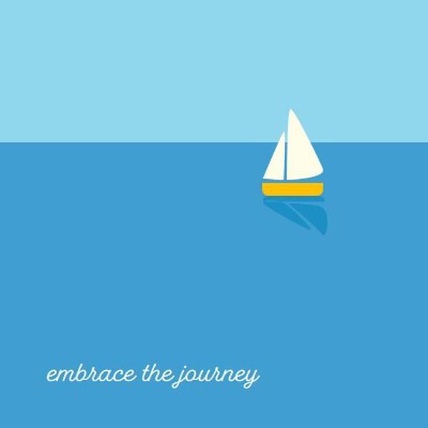 Embrace the journey blue minimal,whimsical,boat,playful,clean