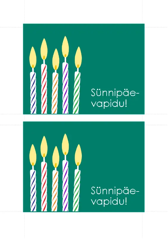 Sünnipäevakutse postkaardid (lehel kaks kaarti) green modern-simple