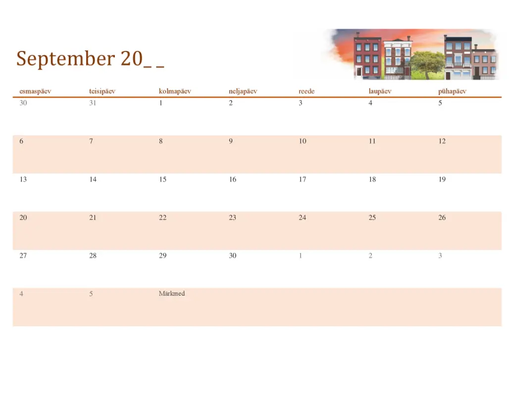 Aastaaegu kujutav kalender, mis sobib igale aastale modern-simple