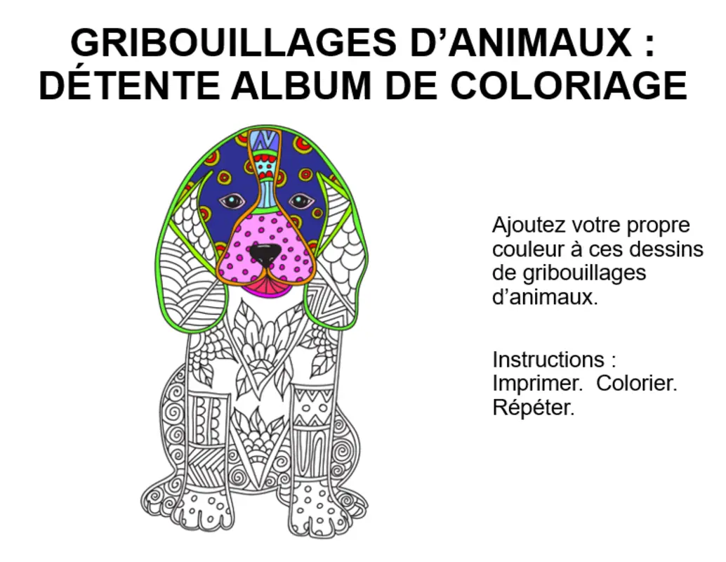 Gribouillis d'animaux : album de coloriage de détresse organic boho