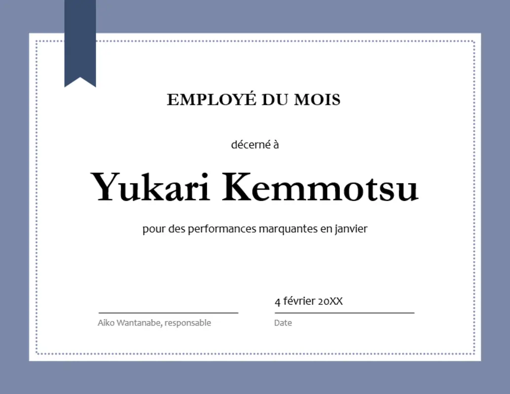 Certificat pour l’employé du mois blue modern-simple