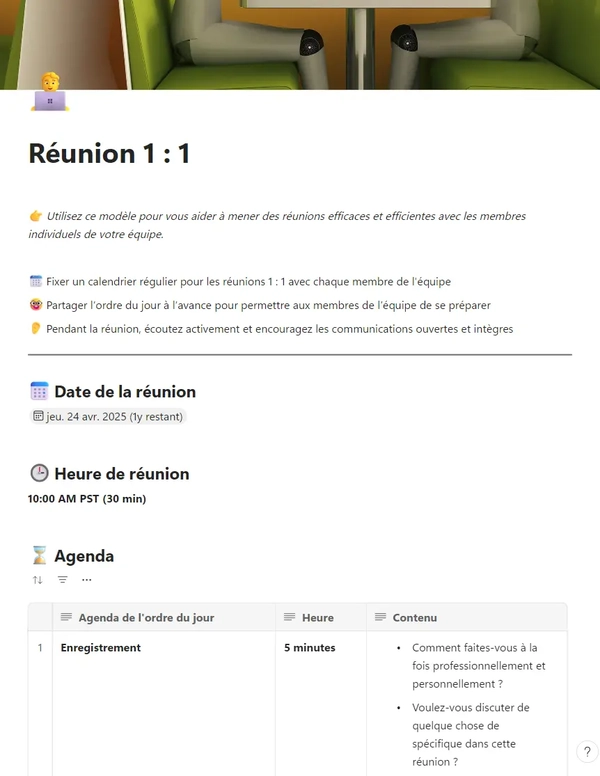 Réunion 1 : 1