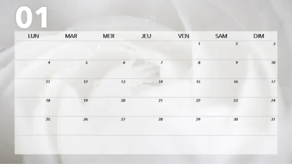 Calendrier mensuel à thème floral modern-simple