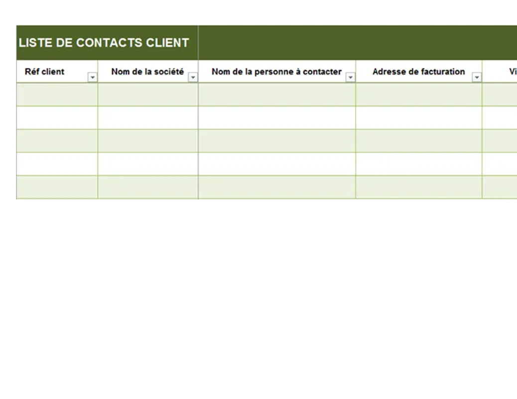 Liste de contacts client de base green modern simple