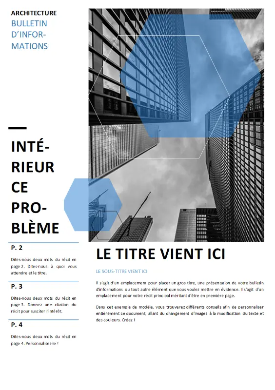 Bulletin d’informations d’architecture blue modern-geometric