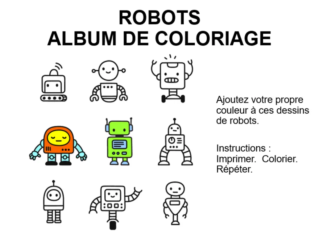 Album de coloriage des robots whimsical color block