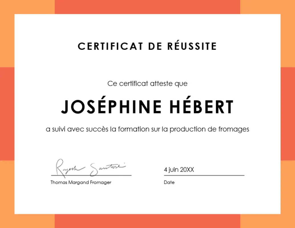 Certificat de mérite Bande colorée orange modern-color-block