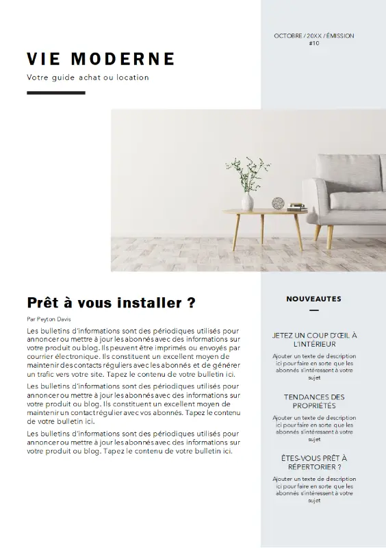 Bulletin d’informations – Agent immobilier modern-simple