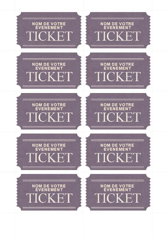 Tickets de base (10 par page) purple vintage retro