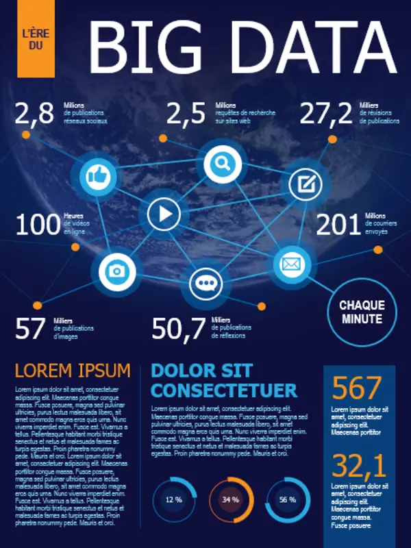 Affiche d’infographie Technologie blue modern-bold