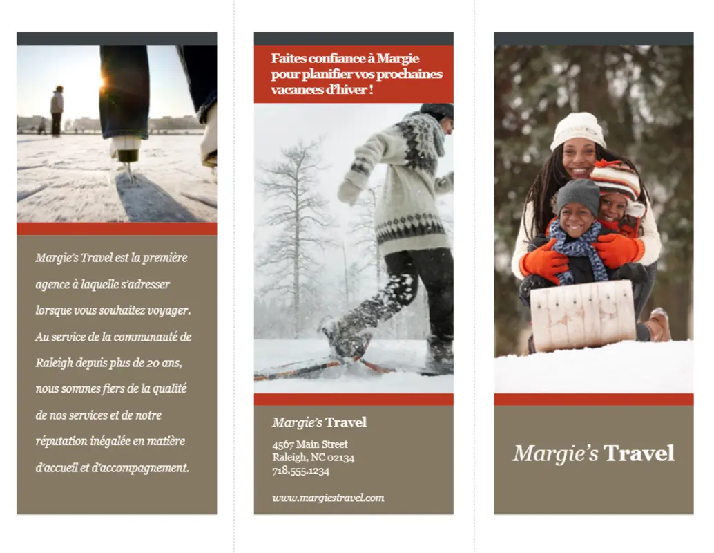 Brochure de voyage à trois plis (conception enneigée) brown modern-simple