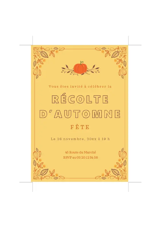 Carton d’invitation – Automne orange organic-simple