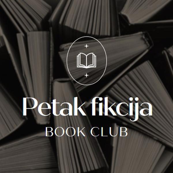 Friday fiction book club black elegant,monochromatic,photo,simple,typographic,symmetrical