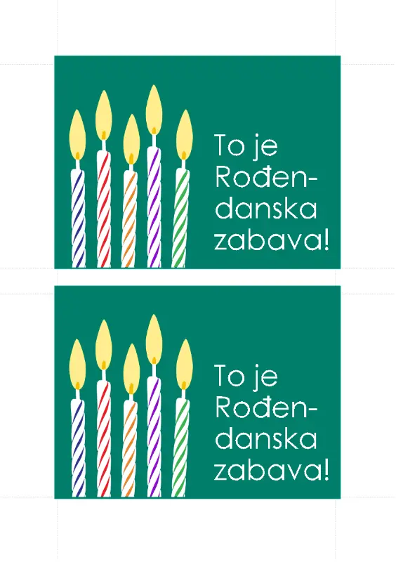 Razglednice s pozivnicama za rođendan (2 po stranici) green modern-simple