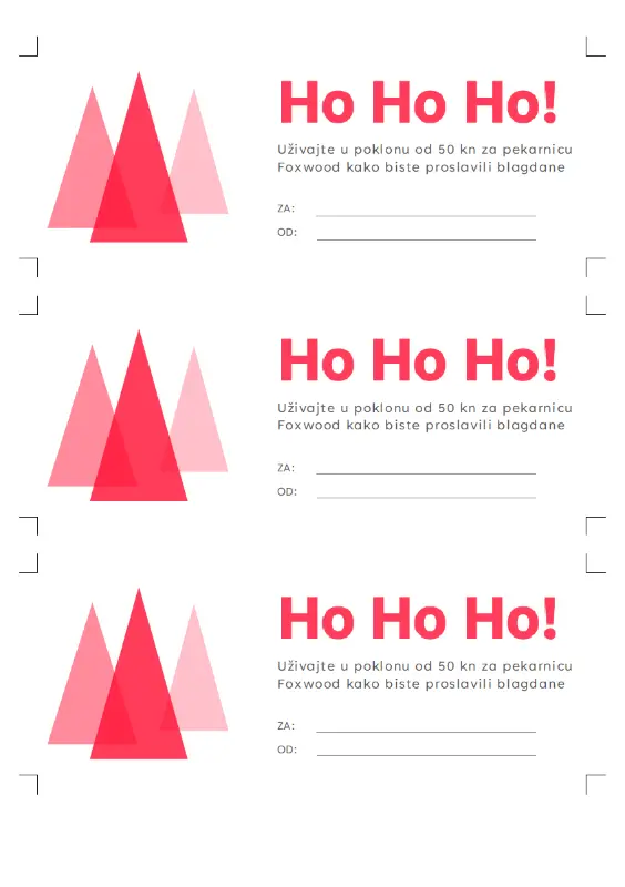 Ho Ho Ho! blagdanski poklon-bonovi  pink modern-simple