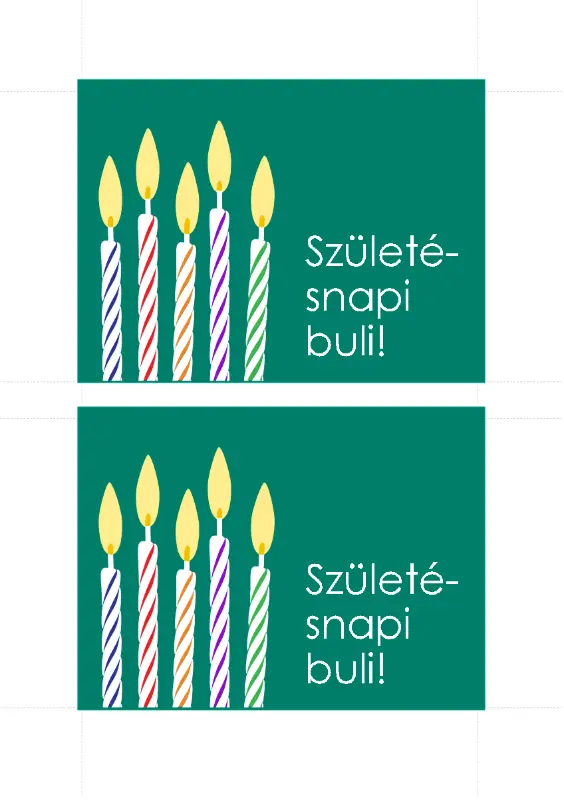 Születésnapi meghívó képeslapok (2 db/oldal) green modern-simple