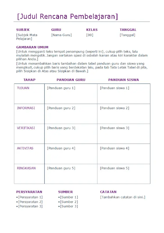 Perencana pelaksanaan pembelajaran harian (berwarna) purple modern simple