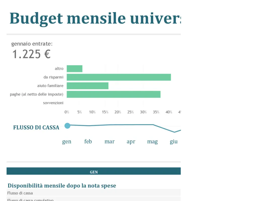 Budget mensile università blue modern-simple