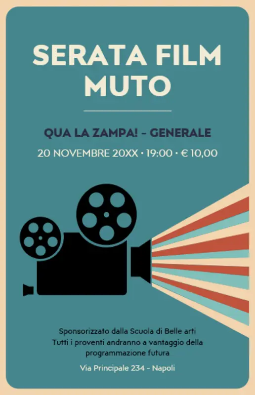 Poster per una serata cinema blue vintage retro