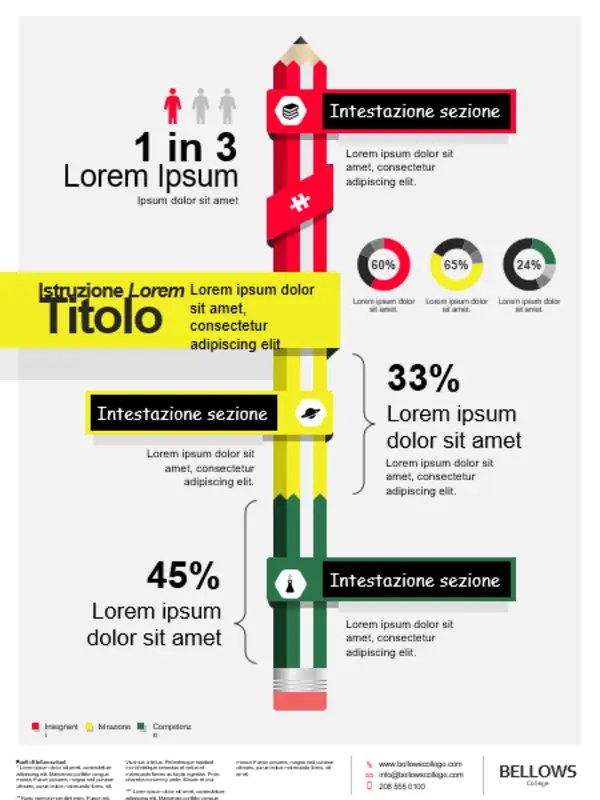 Poster con infografica sull'istruzione red modern-bold