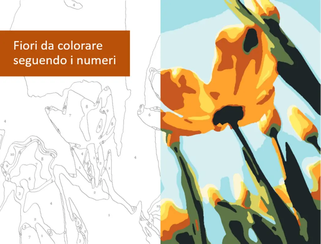 Immagini di fiori da colorare seguendo i numeri organic simple