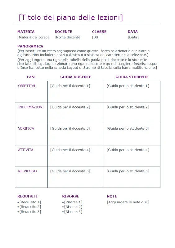 Pianificazione della lezione giornaliera (colore) purple modern simple