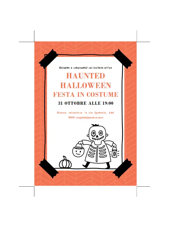 Invito per Halloween con scheletro black whimsical-line