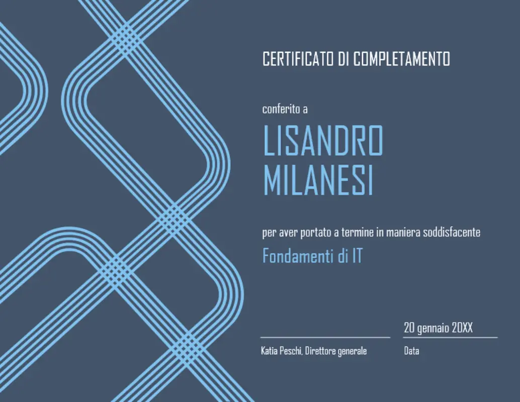 Certificato di completamento con nastro blue modern-geometric