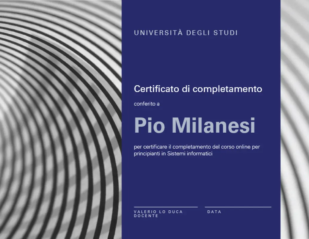 Certificato di completamento del corso blue modern-geometric