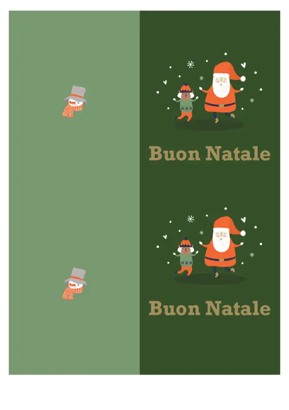 Biglietti d'auguri natalizi (schema Spirito del Natale, 2 per pagina, per carta Avery) green whimsical-color-block