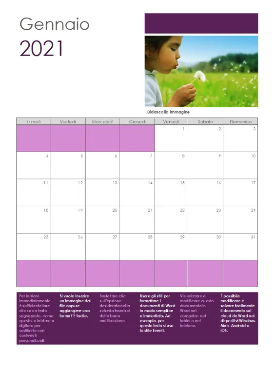 Calendario eventi purple modern geometric & linear