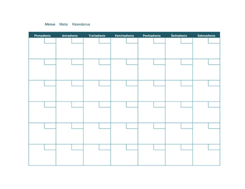Tuščias mėnesio kalendorius brown organic simple
