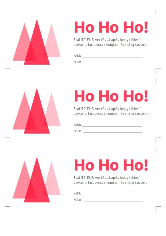 Ho Ho Ho! Šventiniai dovanų kuponai  pink modern-simple