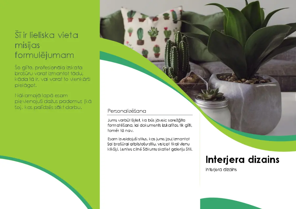 Interjera dizaina brošūra green modern-color-block