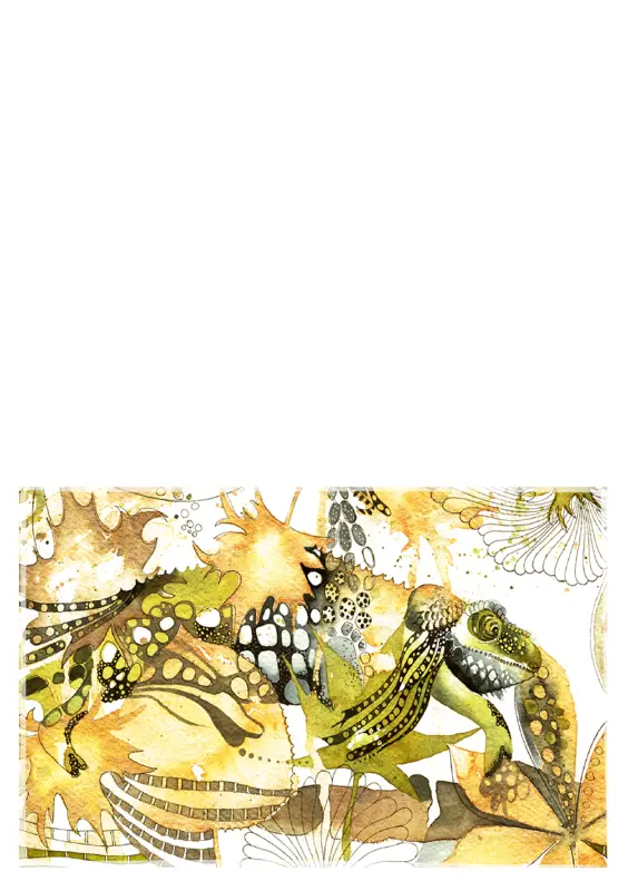 Gratulasjonskort med kameleon (halv brett) whimsical-color-block