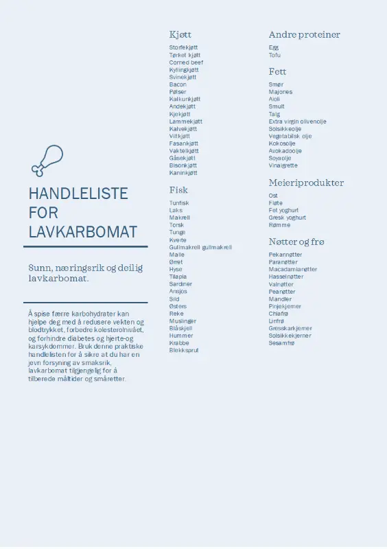 Handleliste for lavkarbomat blue modern-simple