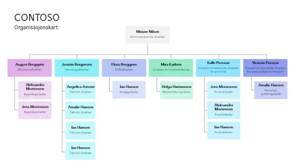 Fargekodet organisasjonskart modern-simple