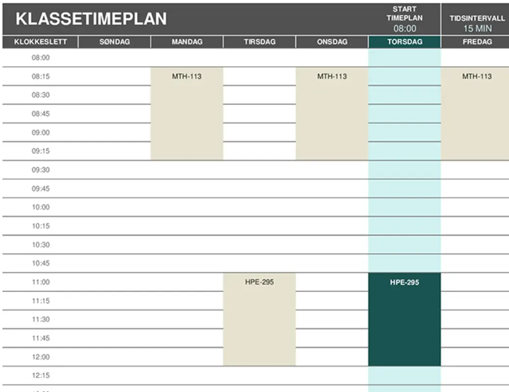 Timeplan for elev brown modern-simple